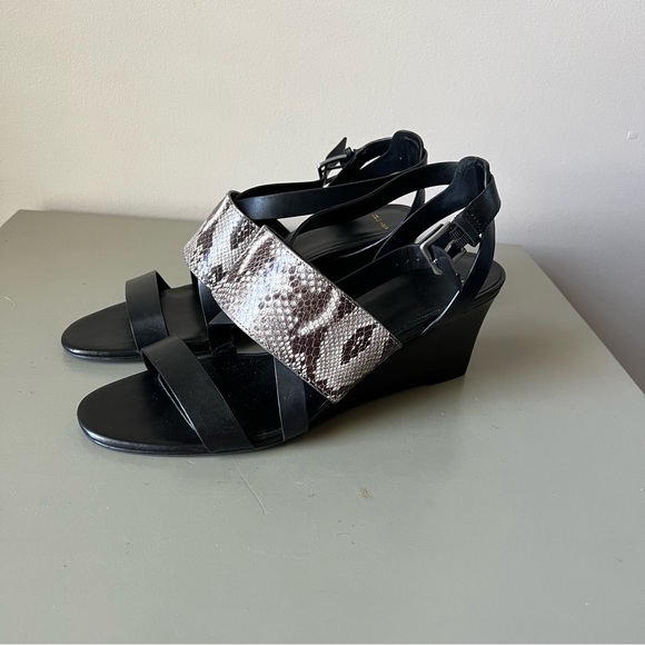 Cole Haan Women's Helena Snake Embossed Leather Wedge Heel Sandal size 10 B - Picture 7 of 7